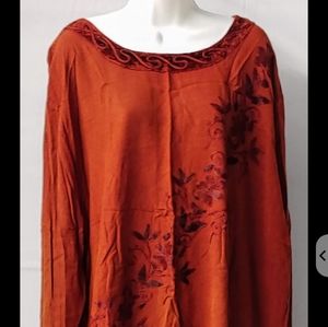 Vintage Womens 3X 2pc Boho Inspired Top Skirt